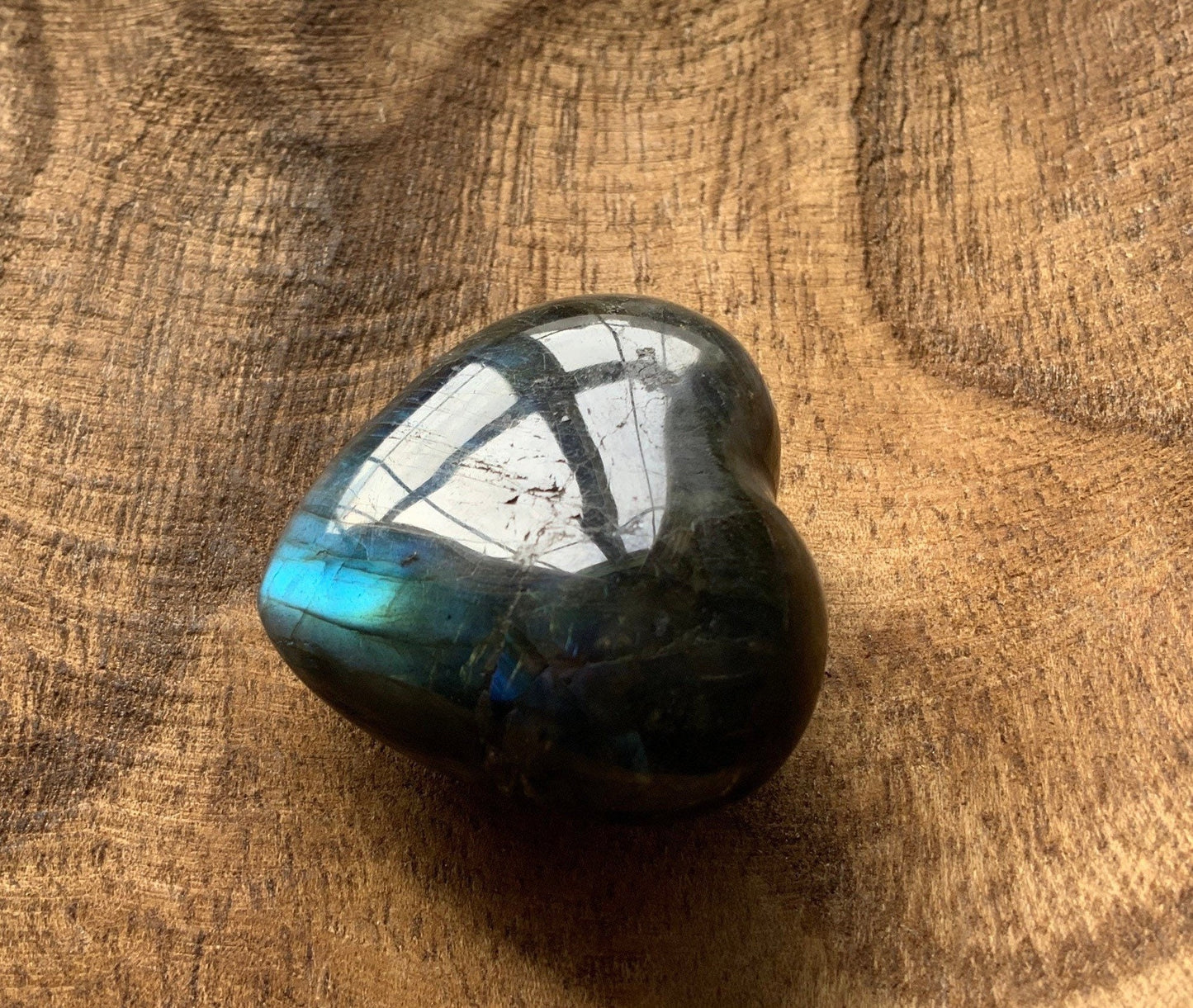 Magnificent Labradorite Heart 2.5 ounces Awesome flash