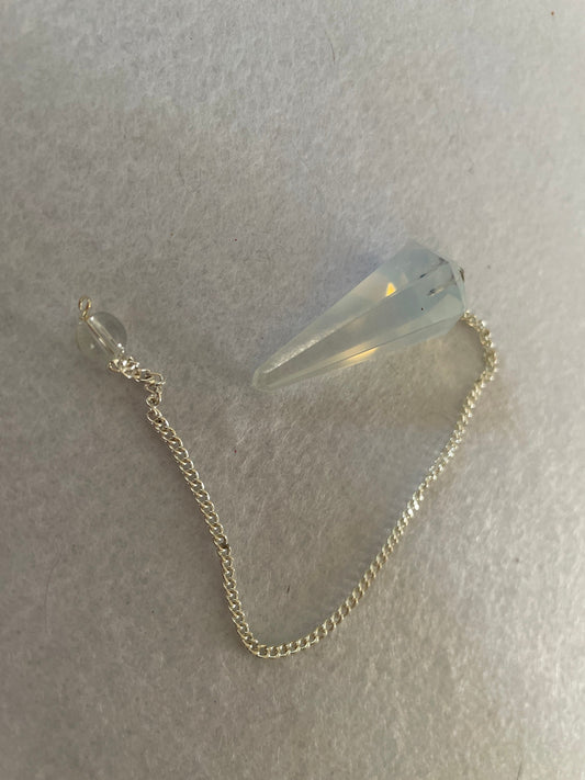 Nice Opalite pendulum is approximately 1.5” and with chain is 8.25” total length