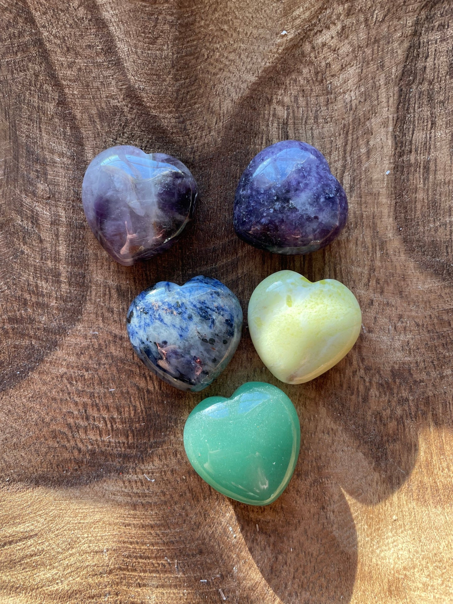 Large variety of Pretty crystal hearts Amethyst Opalite Tigers eye Aventurine Rose Quartz Howlite Quartz Obsidian and many more!