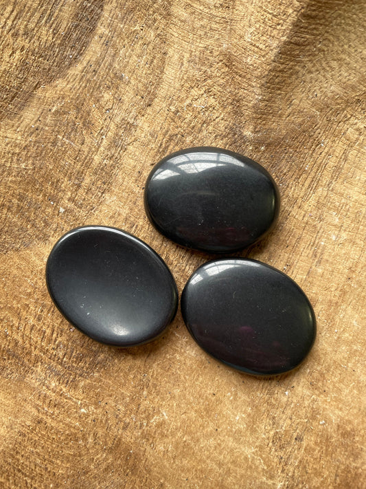 Black obsidian worry stone