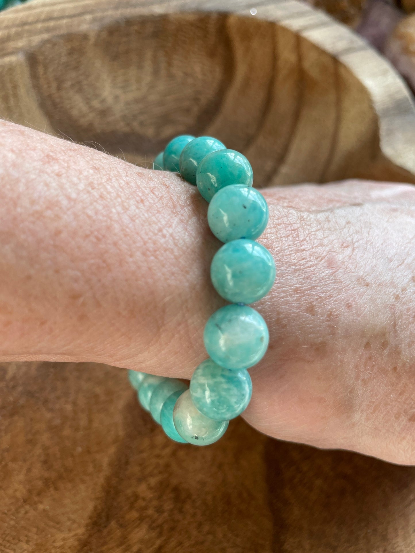 Beautiful 10 mm Amazonite beaded bracelet