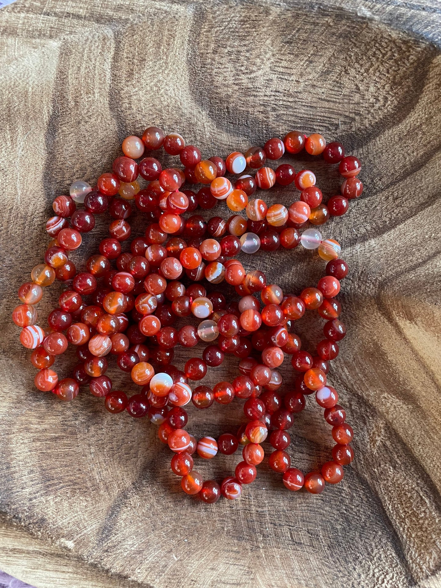 Pretty 8 mm Carnelian crystal bracelet