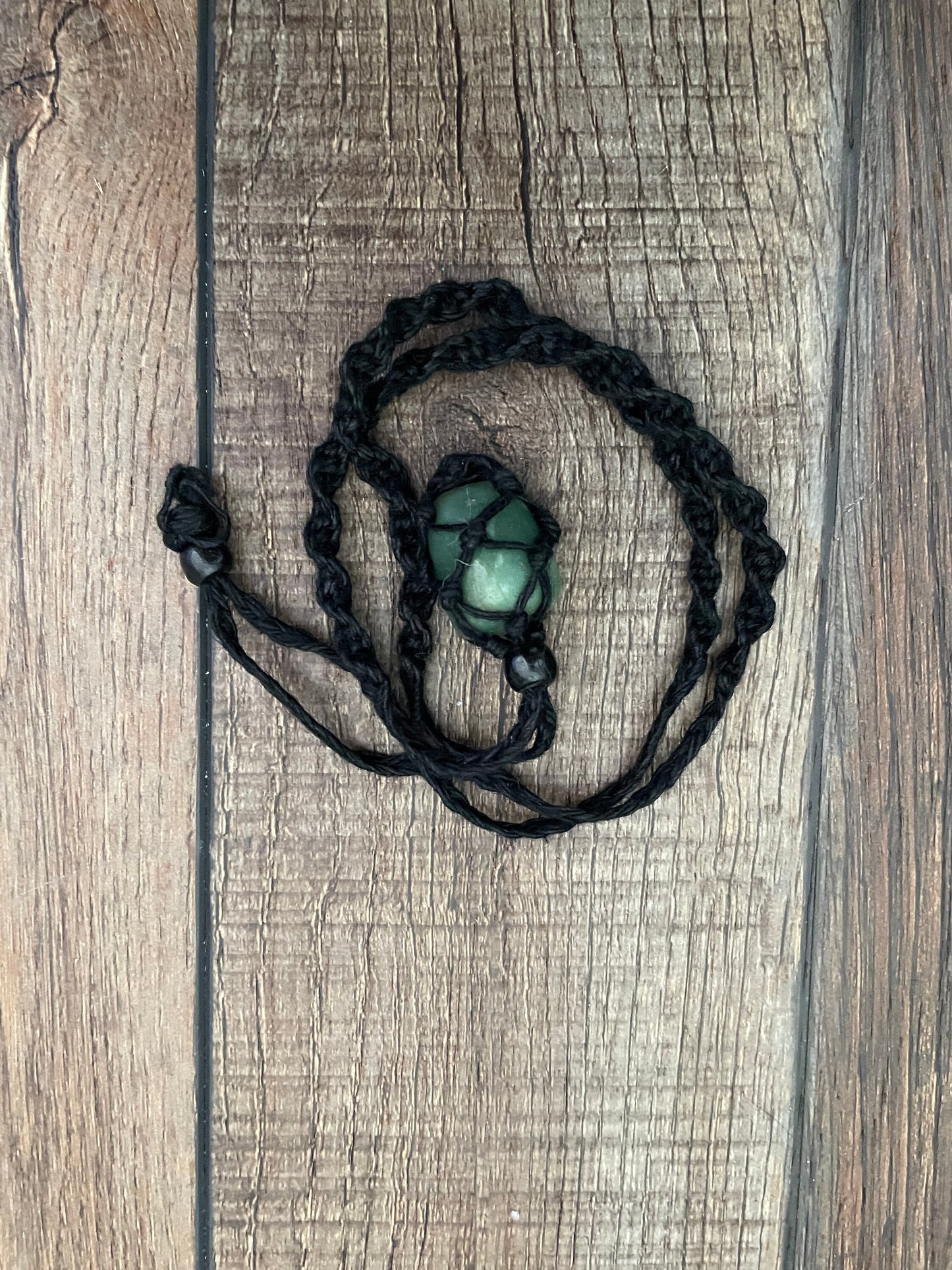 Uniquely crafted Hemp Macramé necklace with Aventurine crystal three colors to choose from