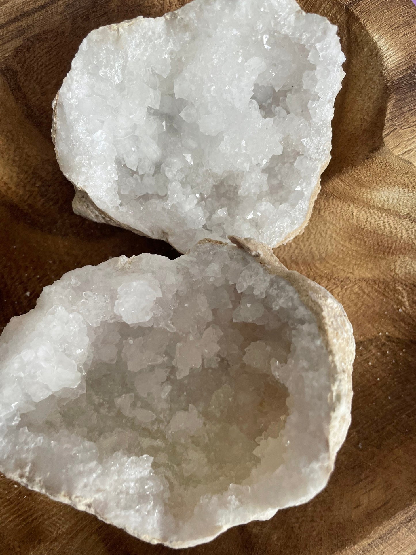 Beautiful! Rock specimen Geode matching halves Crystal calcite pair