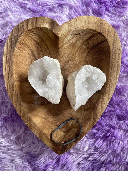 Beautiful! Rock specimen Geode matching halves Crystal calcite pair