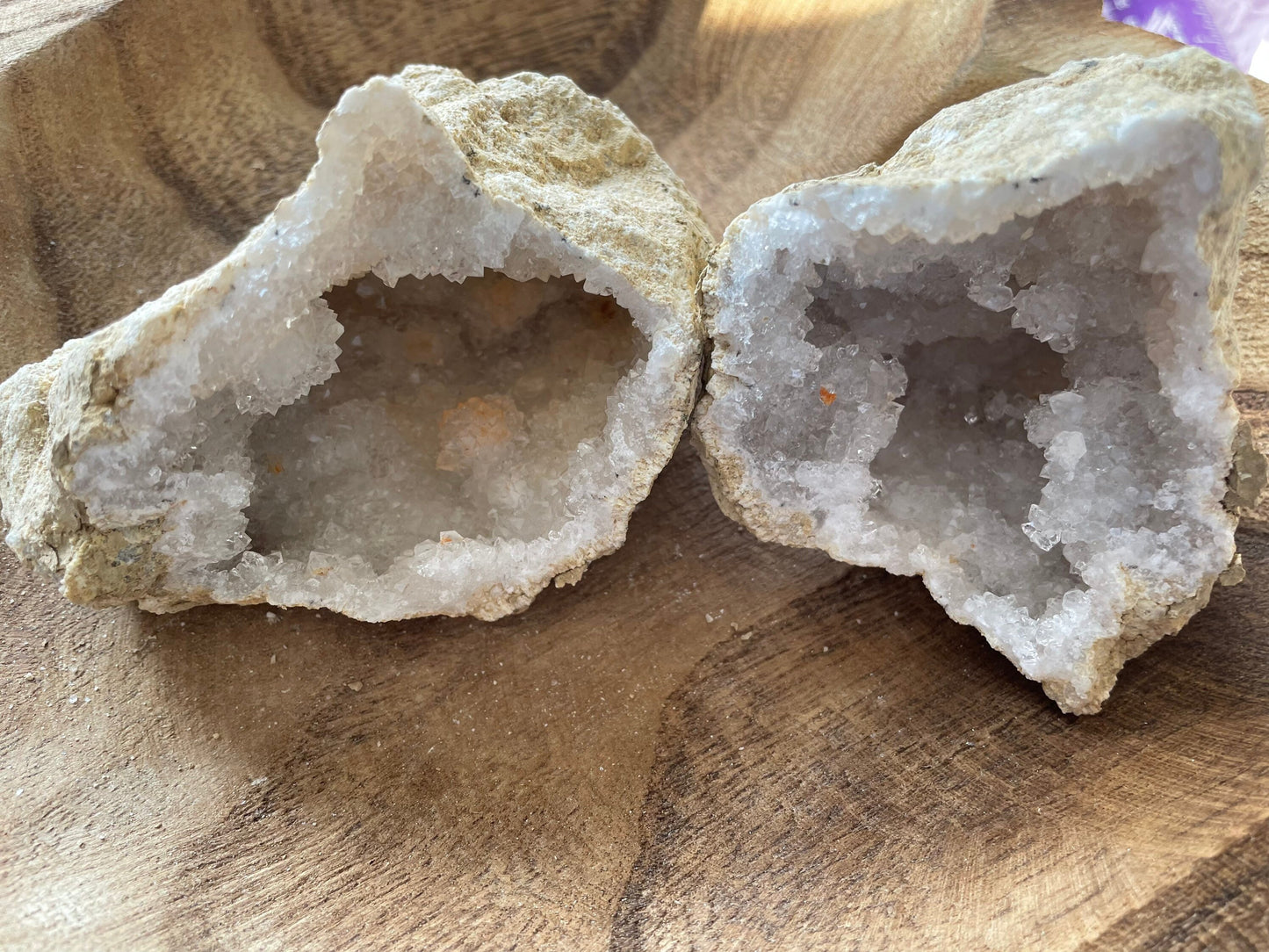 Beautiful! Rock specimen Geode matching halves Crystal calcite pair