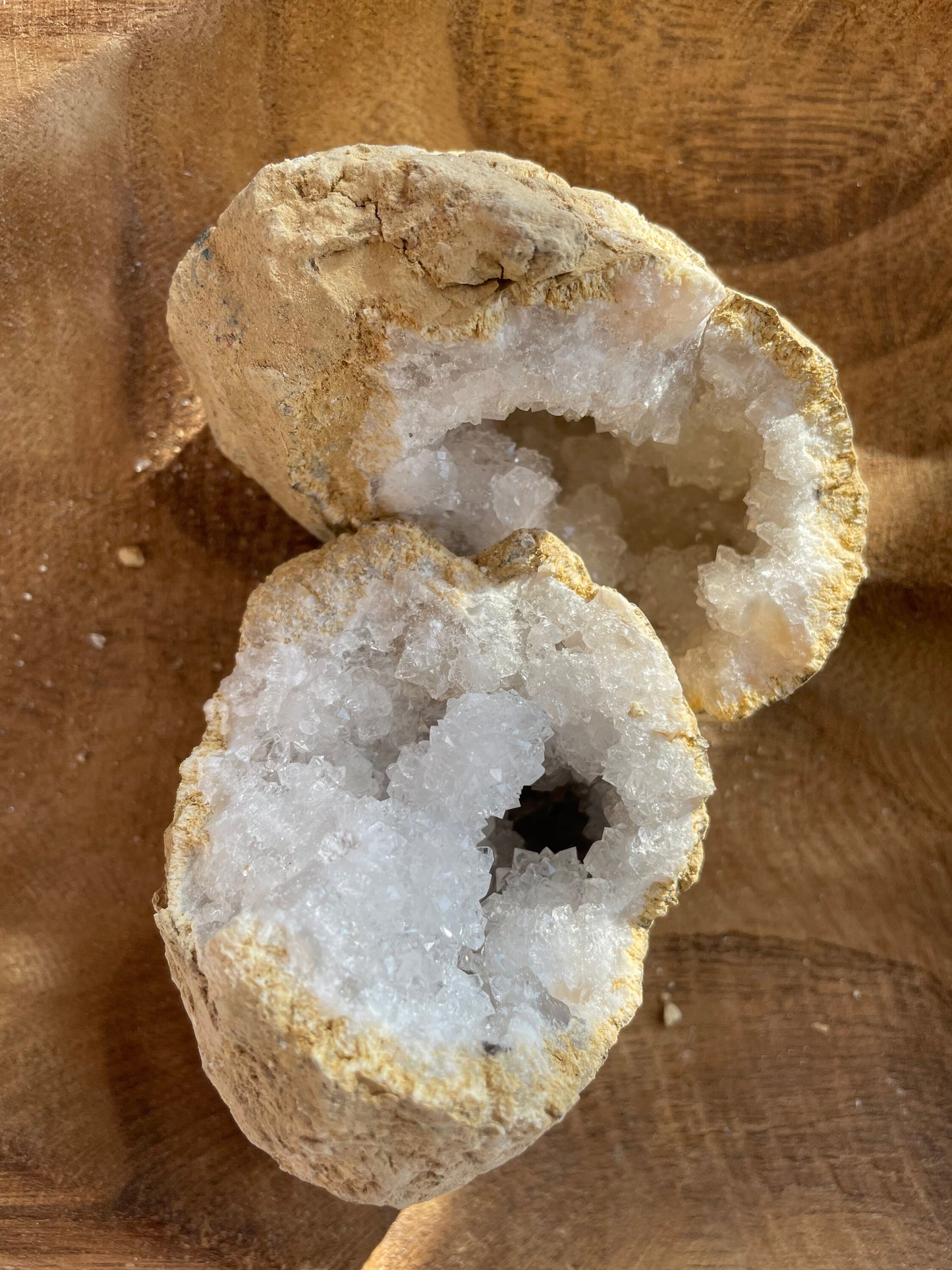 Beautiful! Rock specimen Geode matching halves Crystal calcite pair