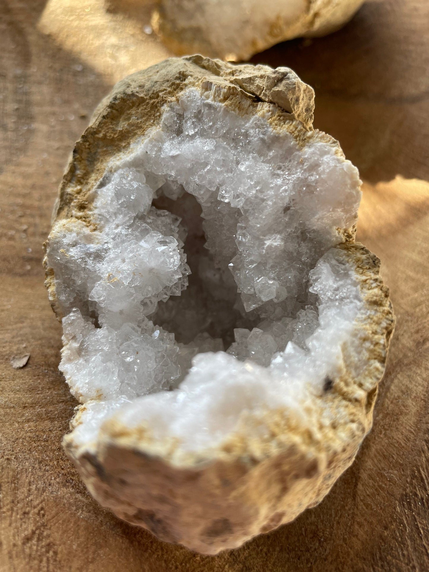 Beautiful! Rock specimen Geode matching halves Crystal calcite pair