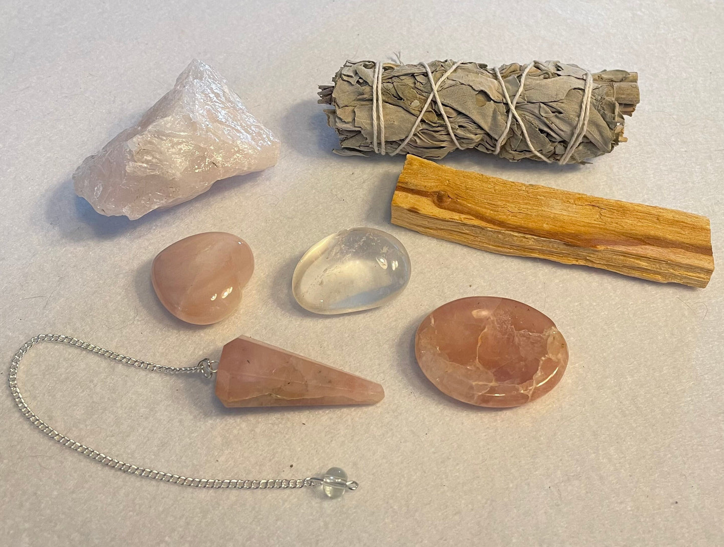 All you need is LOVE! Seven piece Love crystal set metaphysical love set Rose Quartz