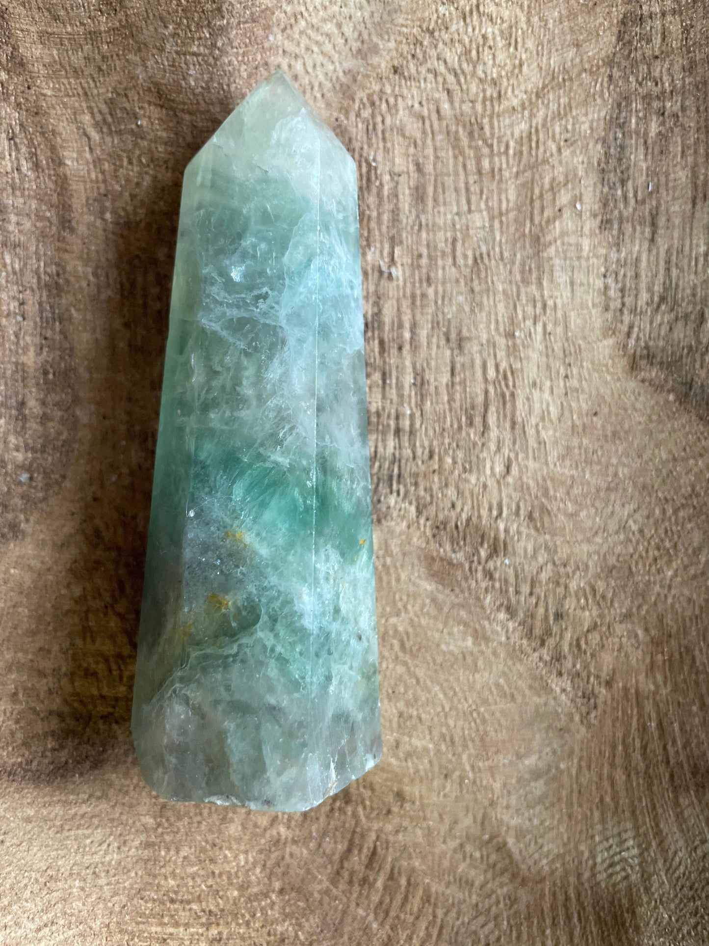 Beautiful Rainbow Fluorite point obelisk green fluorite