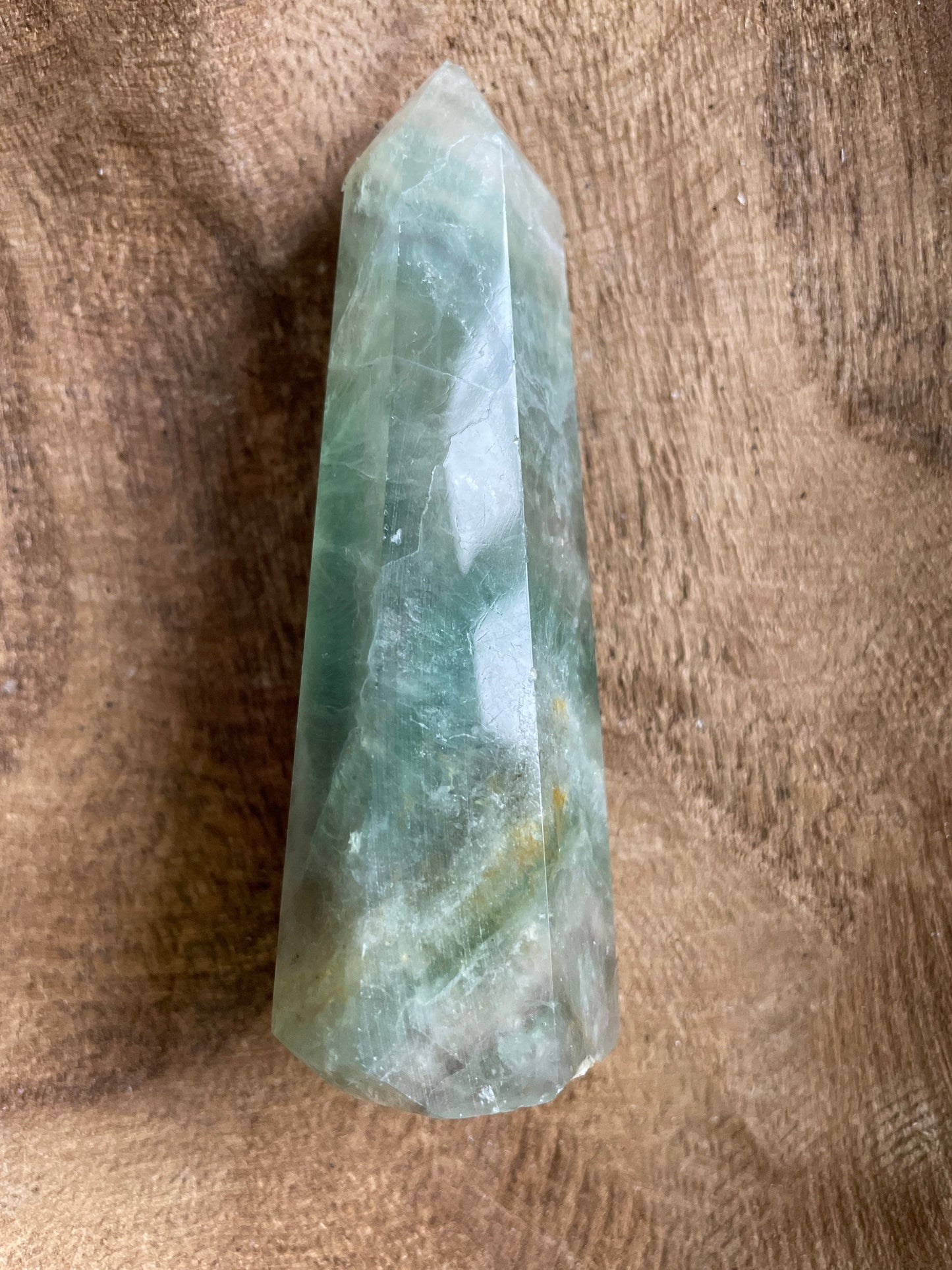 Beautiful Rainbow Fluorite point obelisk green fluorite