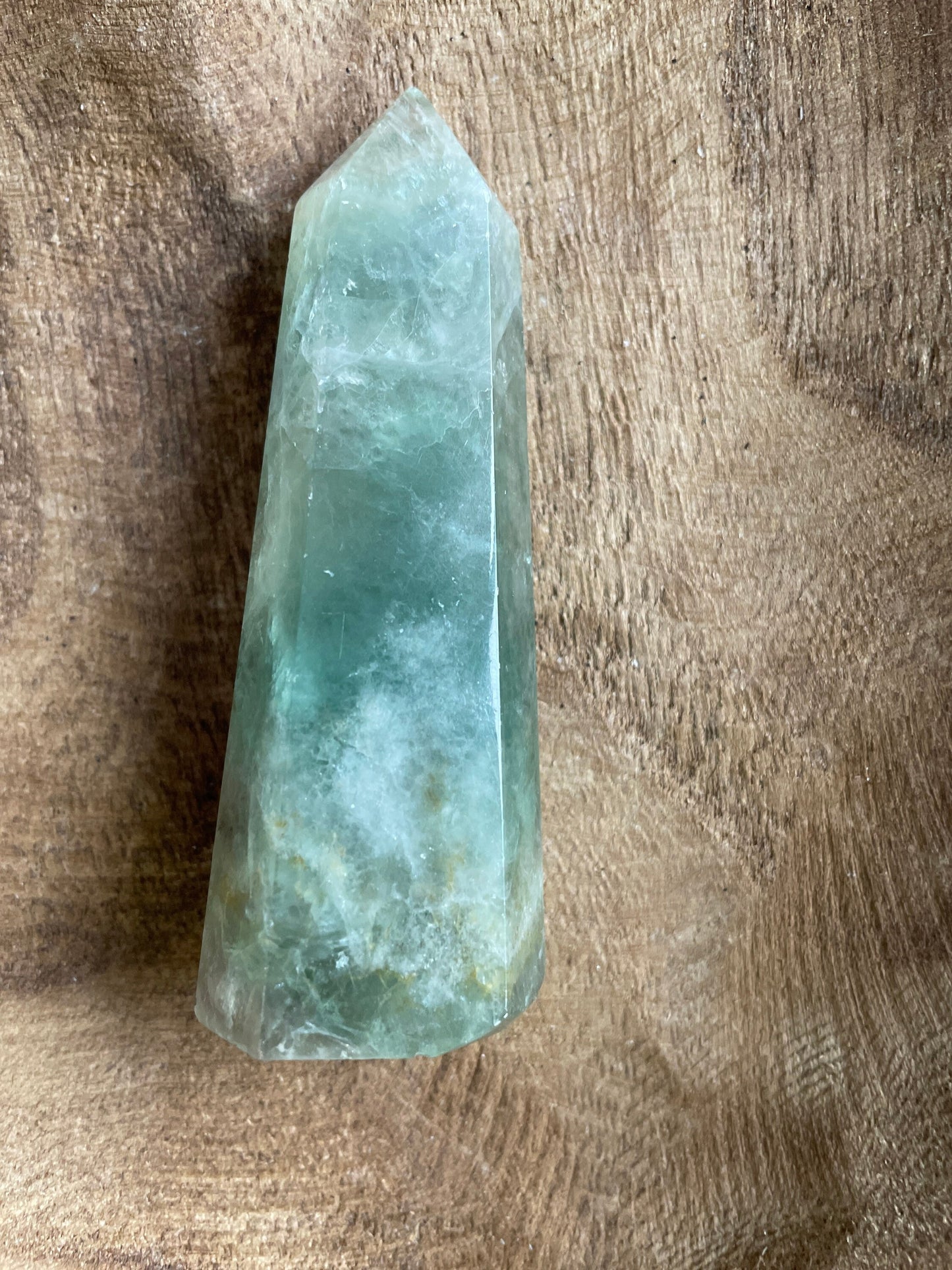 Beautiful Rainbow Fluorite point obelisk green fluorite