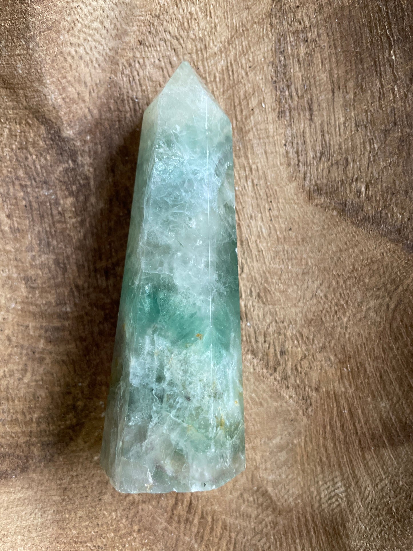 Beautiful Rainbow Fluorite point obelisk green fluorite