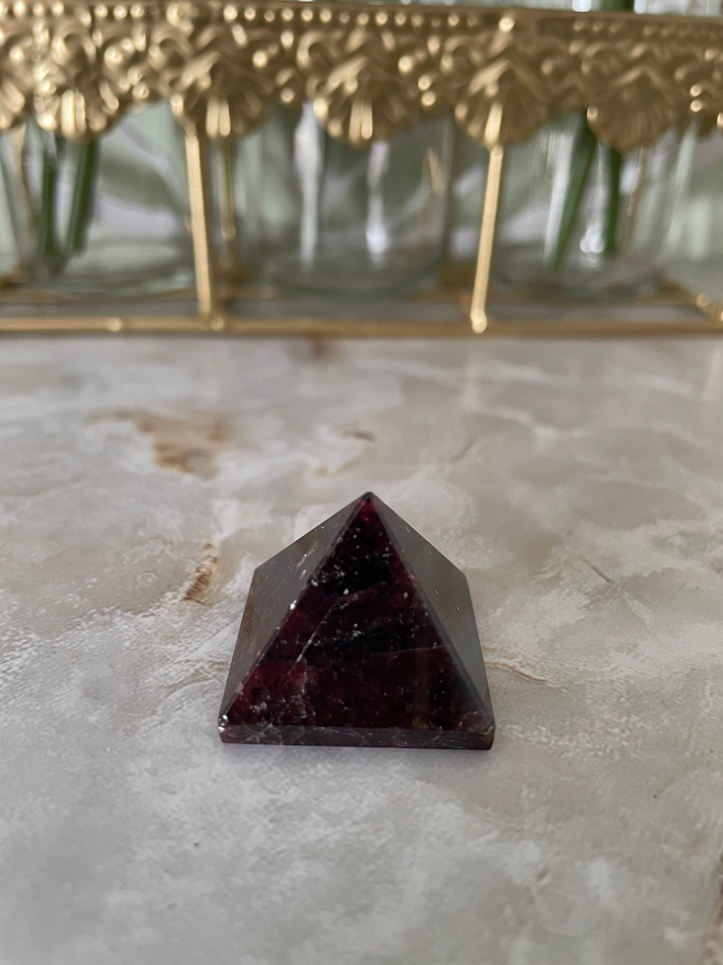 Beautiful Garnet Pyramid 1 inch lovely color