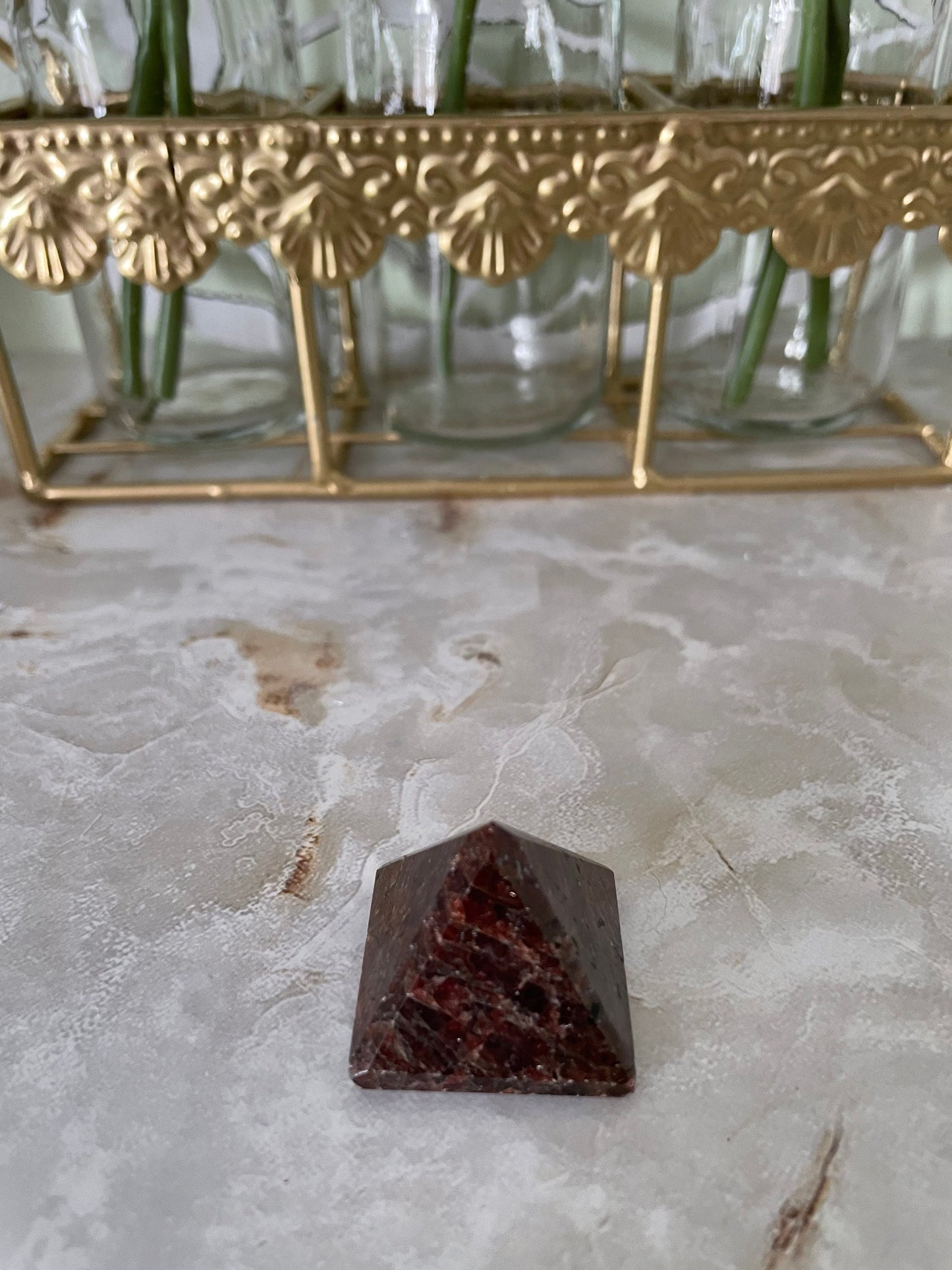 Beautiful Garnet Pyramid 1 inch lovely color