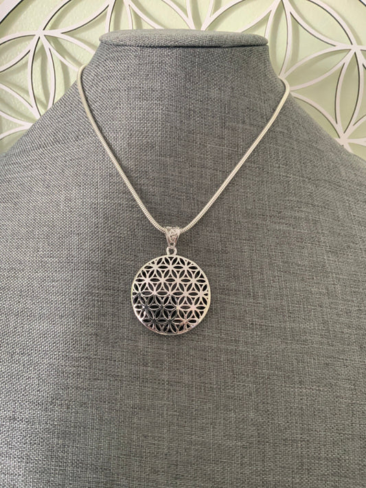 Beautiful Sterling Silver Flower of LIfe Black Tourmaline necklace pendant necklace