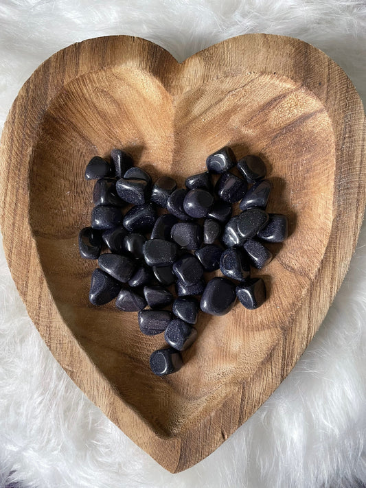 Blue Goldstone tumbled glitter glass