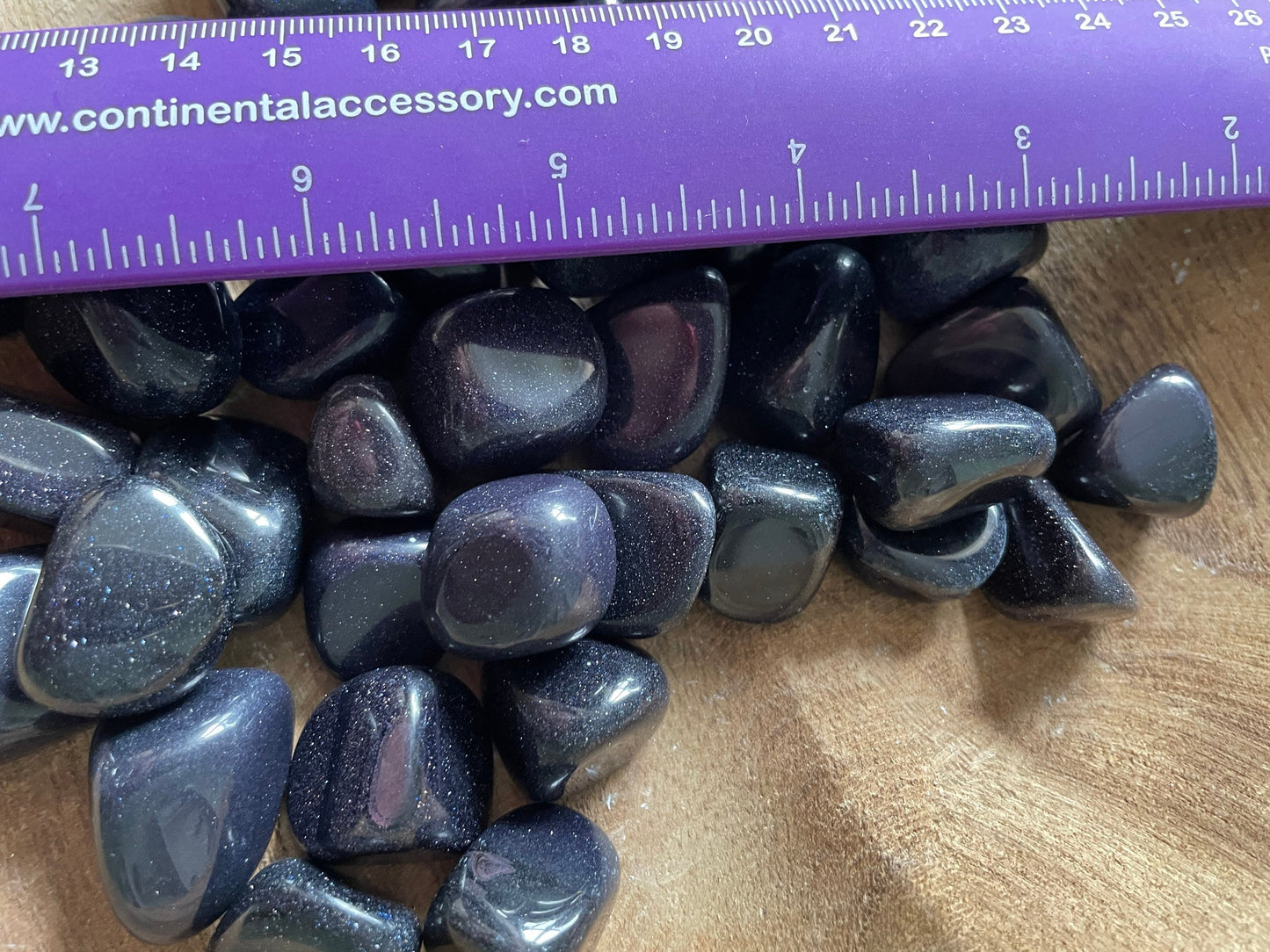 Blue Goldstone tumbled glitter glass