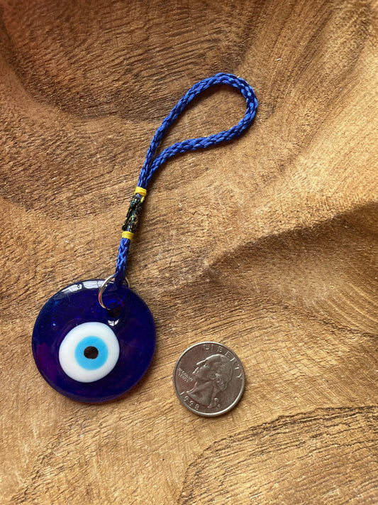 Glass Evil Eye Talisman 1.25in Round Blue Evil eye protection evil eye amulet protect against bad luck spells jealousy
