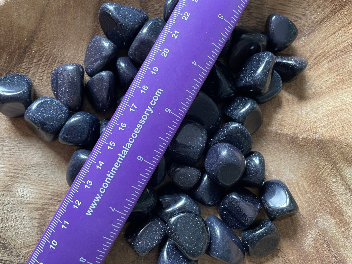 Blue Goldstone tumbled glitter glass