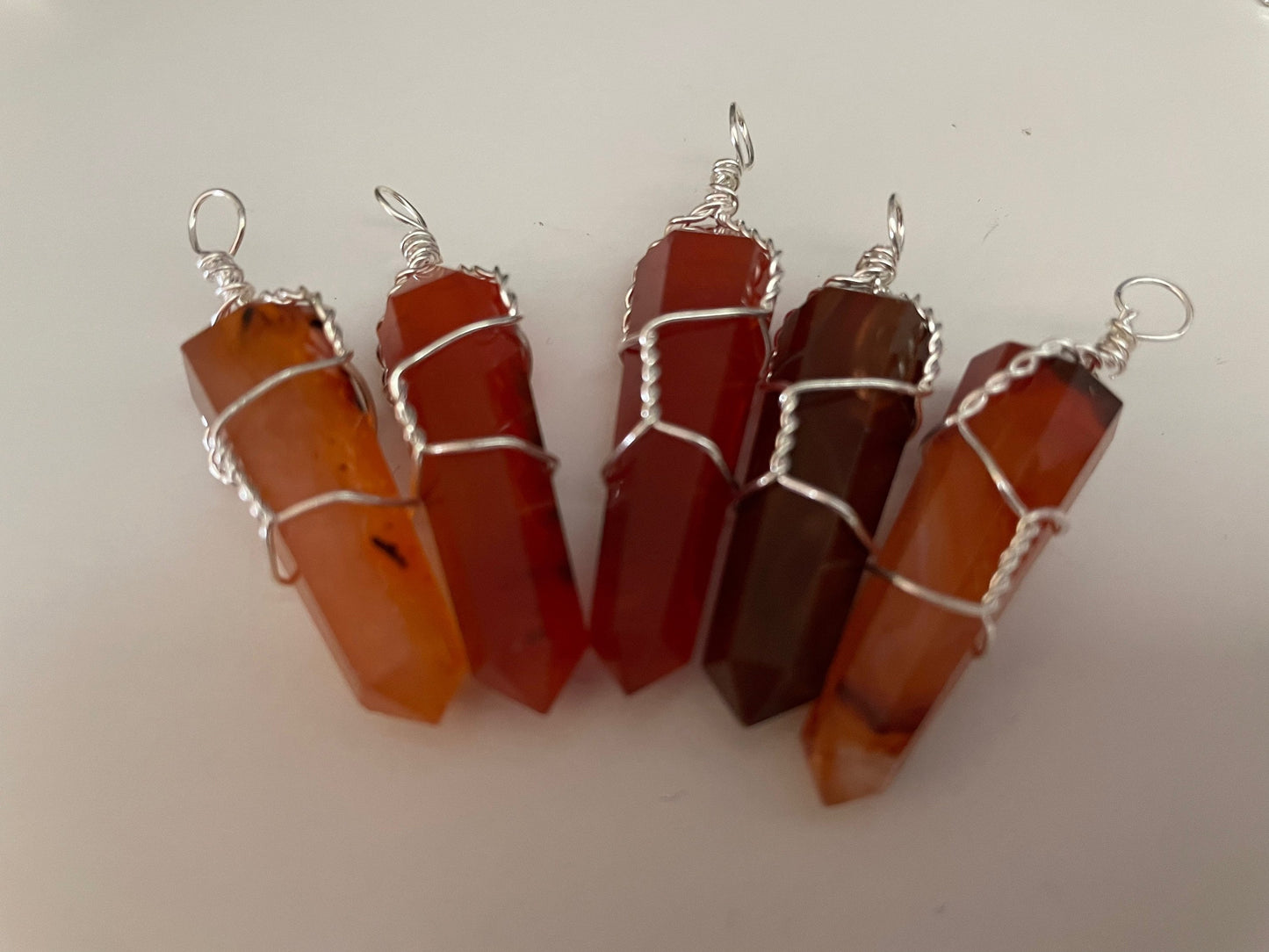 Beautiful Carnelian pendant on a n 18+” silver plated chain 5 to choose from