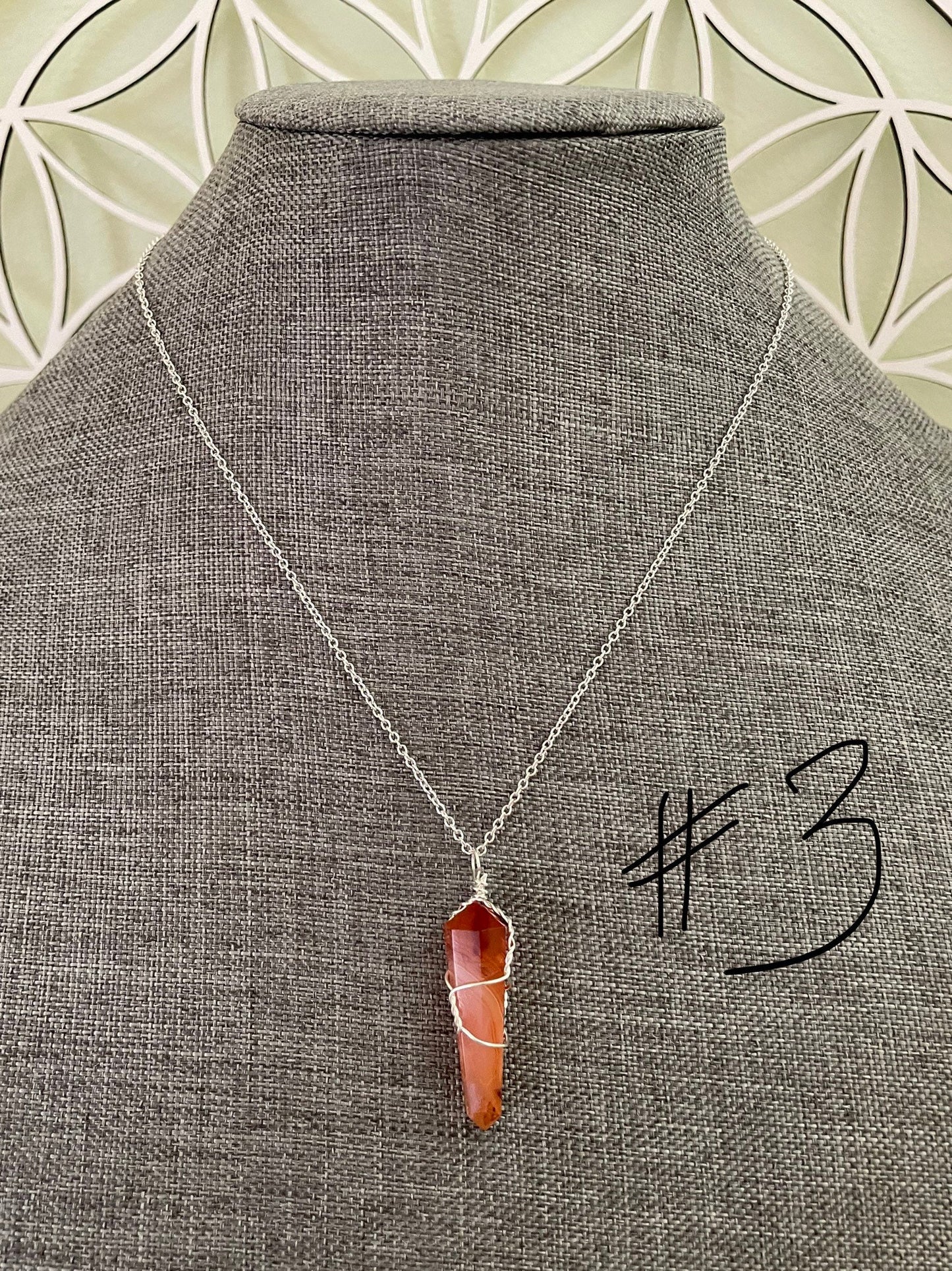 Beautiful Carnelian pendant on a n 18+” silver plated chain 5 to choose from