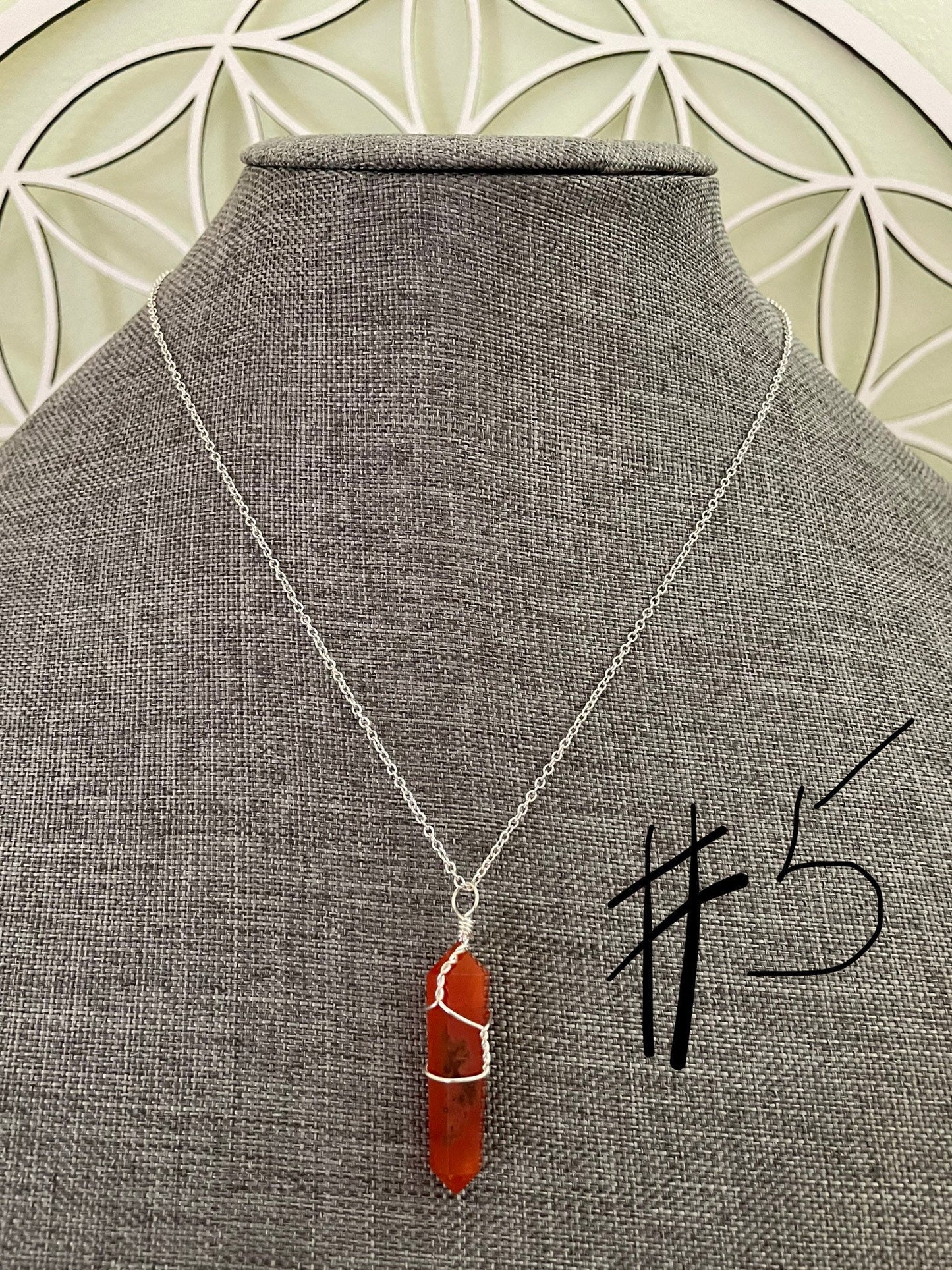 Beautiful Carnelian pendant on a n 18+” silver plated chain 5 to choose from