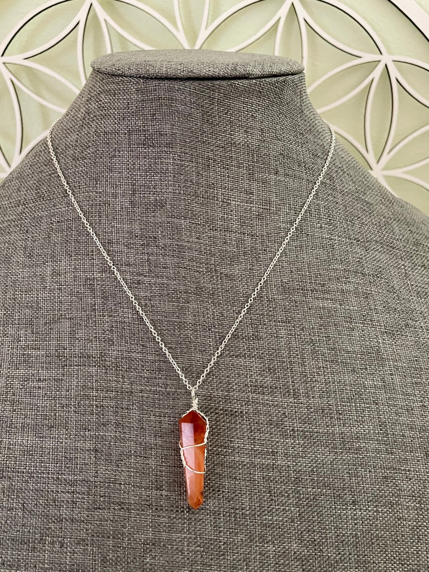 Beautiful Carnelian pendant on a n 18+” silver plated chain 5 to choose from