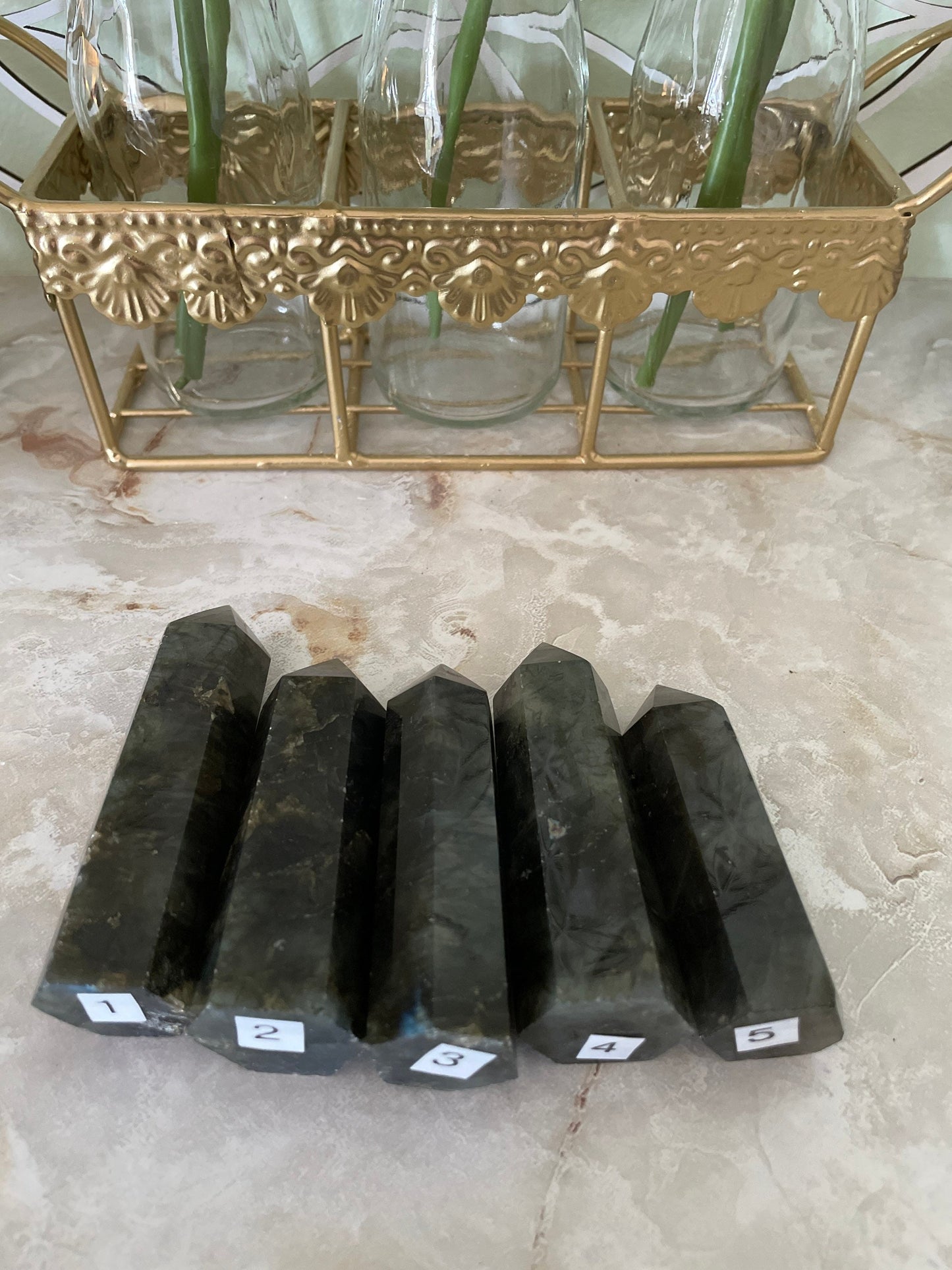 Beautiful labradorite obelisk