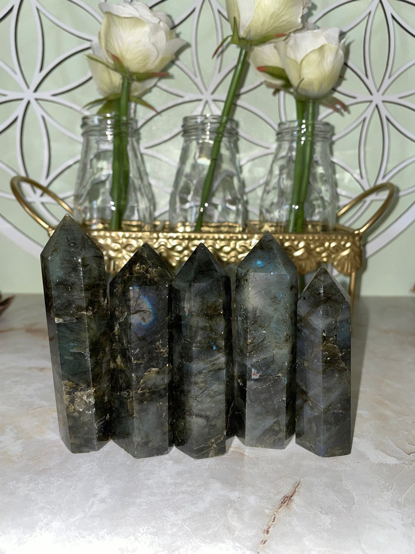 Beautiful labradorite obelisk