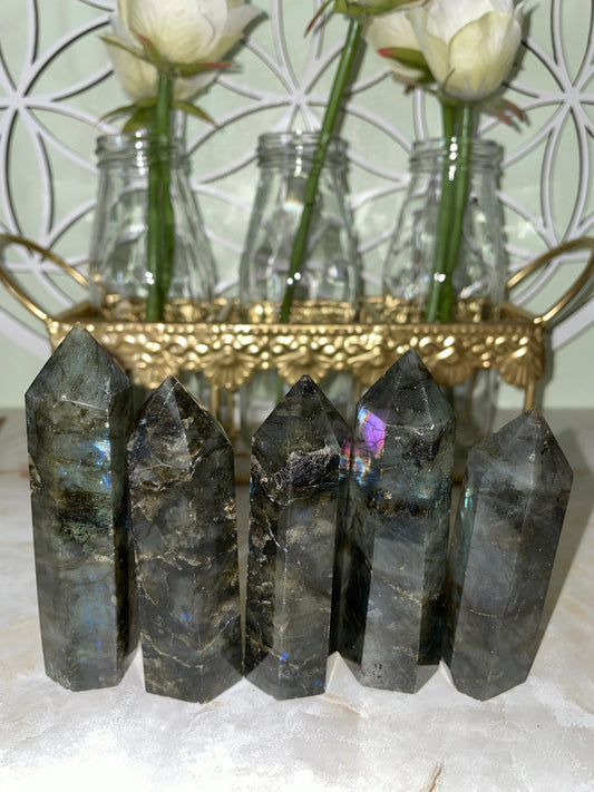 Beautiful labradorite obelisk