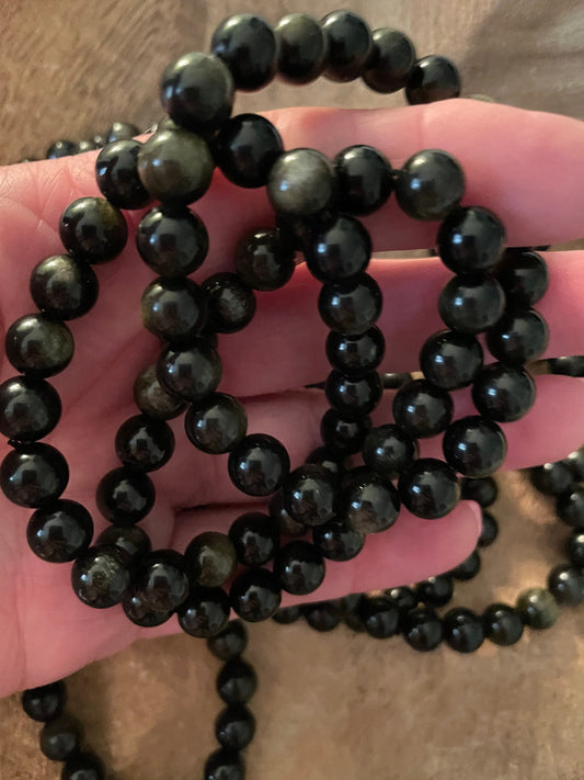 Beautiful Black Obsidian 8mm bracelets. One size fits all.