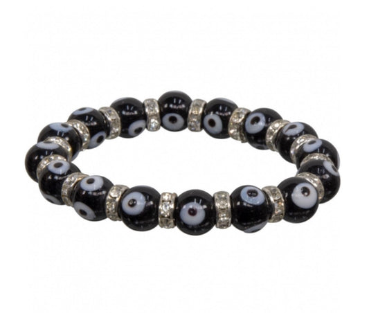 Protect yourself from evil thoughts, spells and ritual with the black Evil Eye bracelet. One size fits all