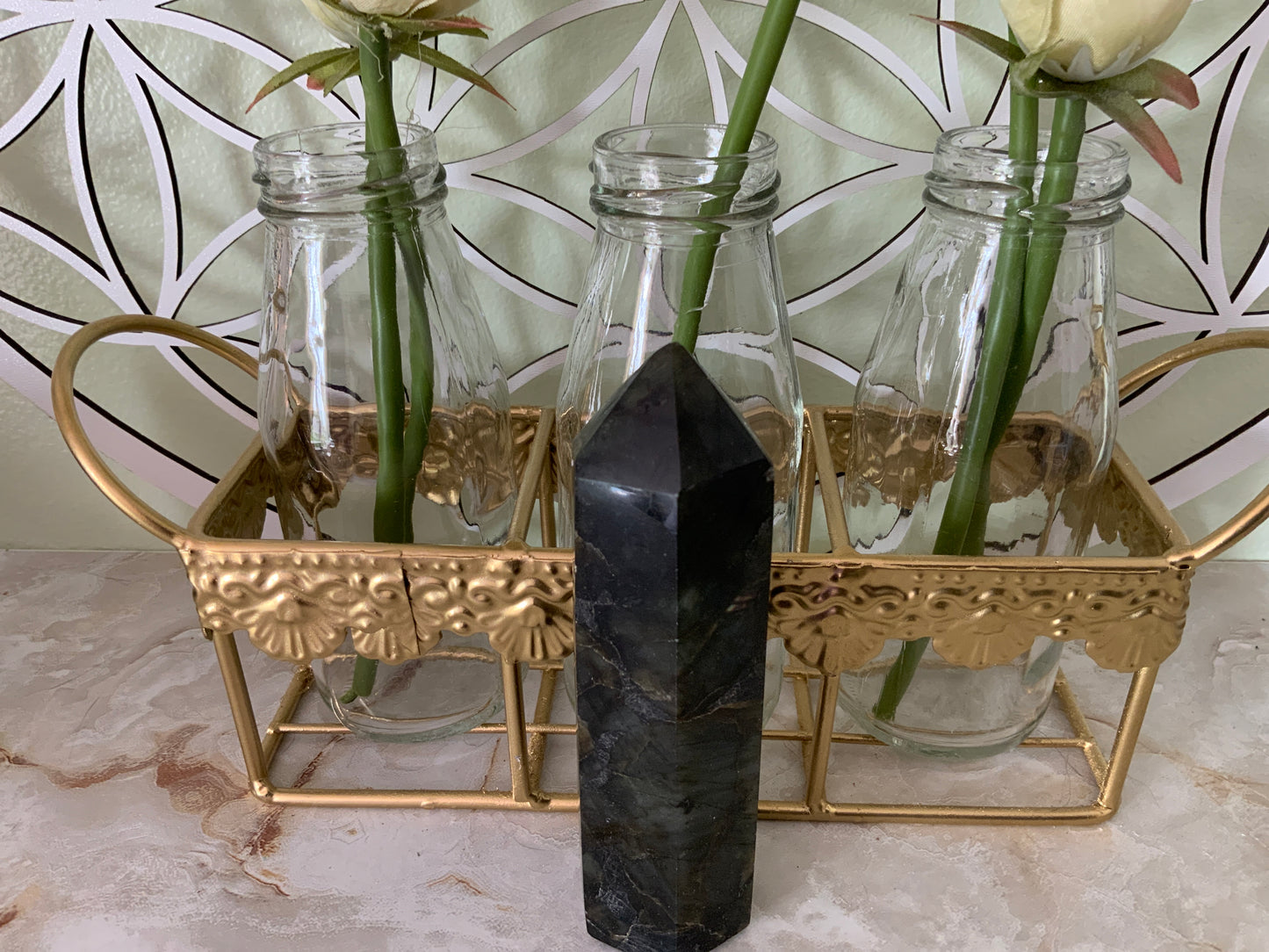 Beautiful labradorite obelisk 8.9 oz