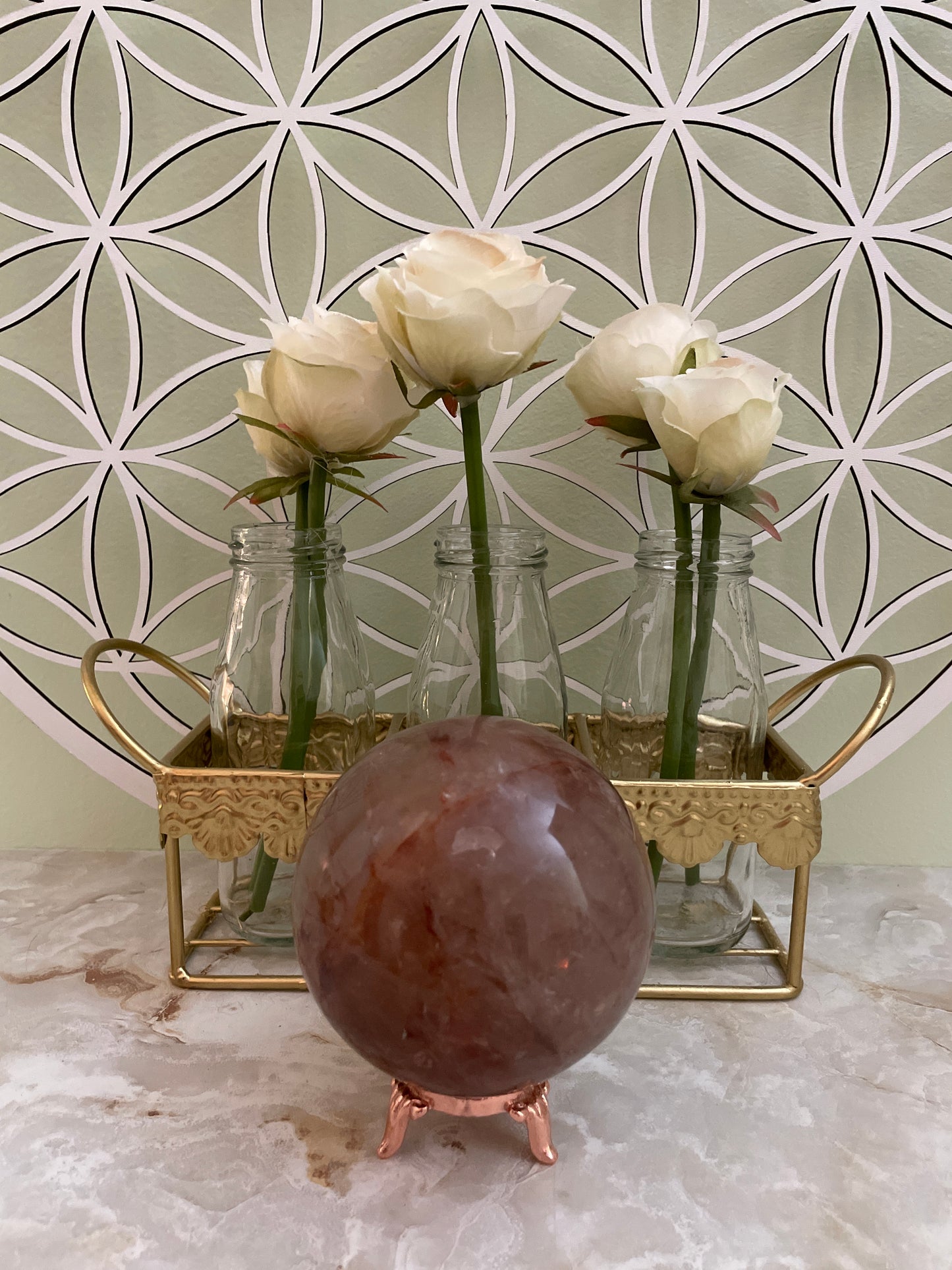 Beautiful specimen of Fire Quartz Sphere weighs just under 2 pound