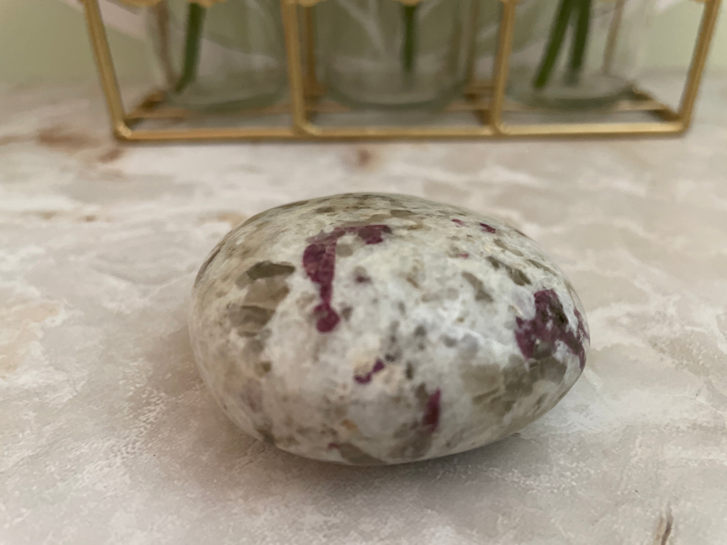 Beautiful Ruby in Feldspar Palm Stone