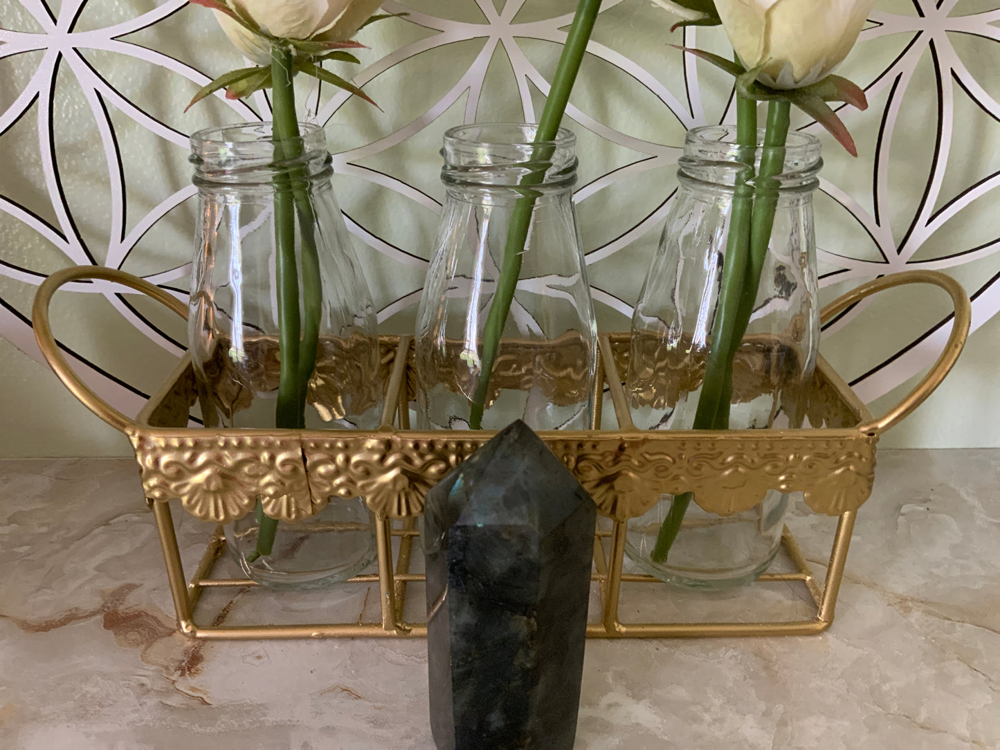 Beautiful labradorite obelisk weighs 7.4 ounces