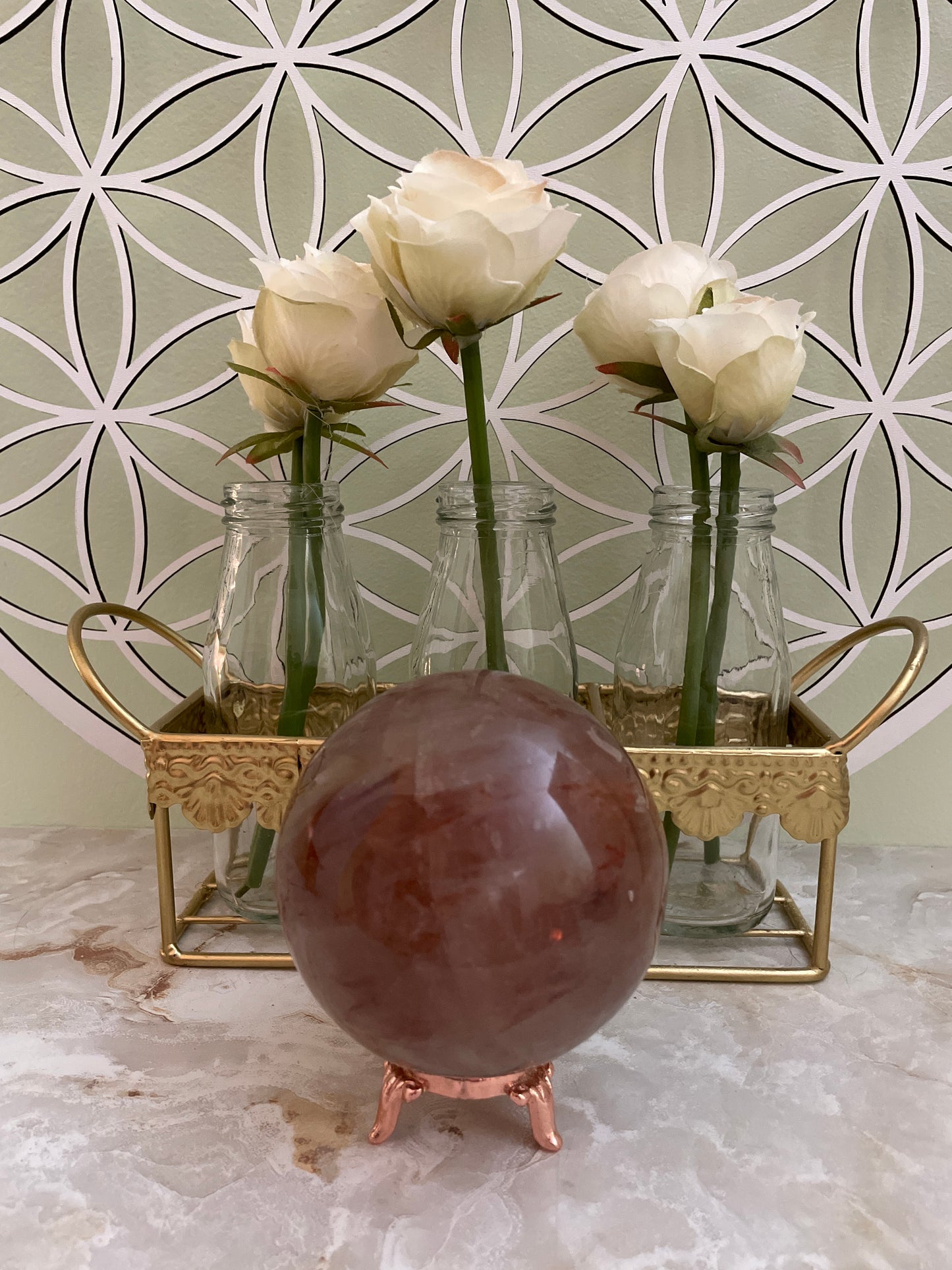 Beautiful specimen of Fire Quartz Sphere weighs just under 2 pound